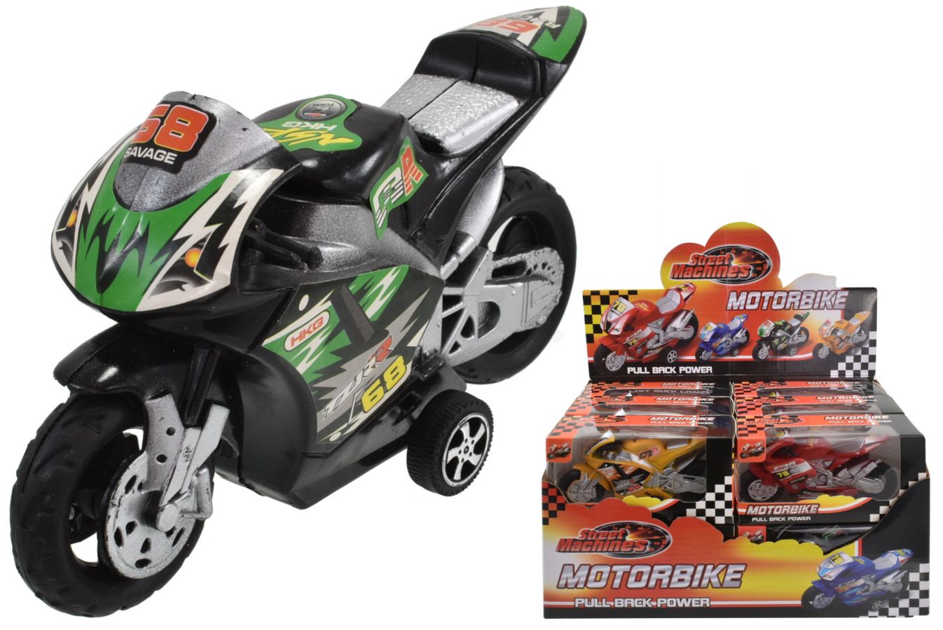 Pull back power motorbike - 4/cols*