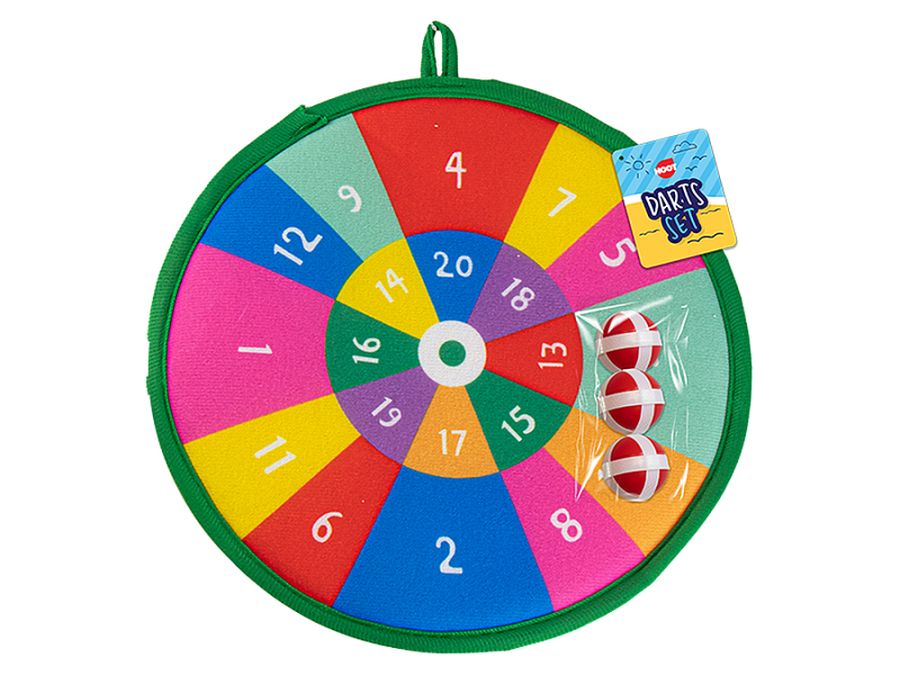 3x balls and board darts set*