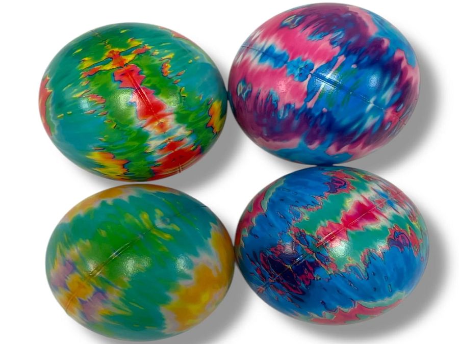 Pack 12, pu tie dye balls - 4/cols*