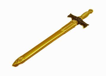 Kids plastic sword in sheath, size 25", gold/silver.