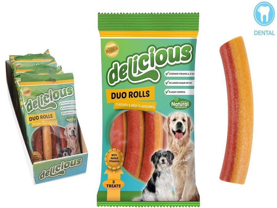 Pack 5, chicken and beef flavoured duo rolls*