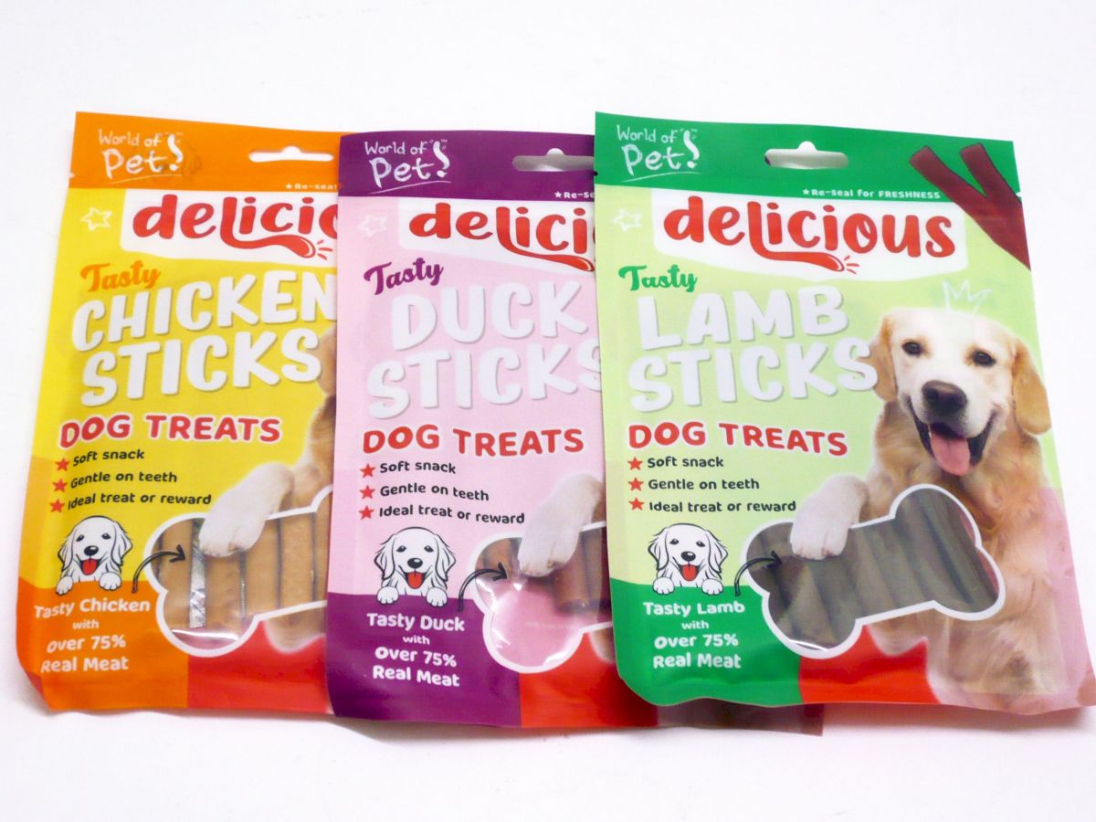 Delicious dog treat sticks - 3x flavours.