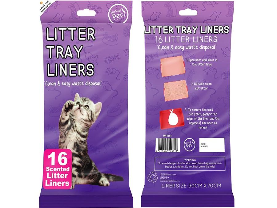 Pack 16, scented litter liners*
(30x70cm)