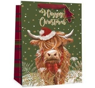 Pack 6, highland cow MEDIUM gift bag*  (23x18x10cm)