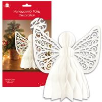 Honeycomb cardboard fairy decoration H25cm. Honeycomb cardboard fairy decoration H25cm.