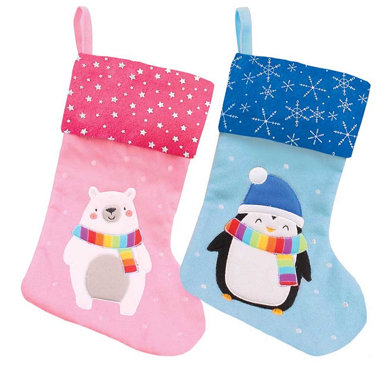 Childs Polar Bear/Penguin felt stocking L40cm.
