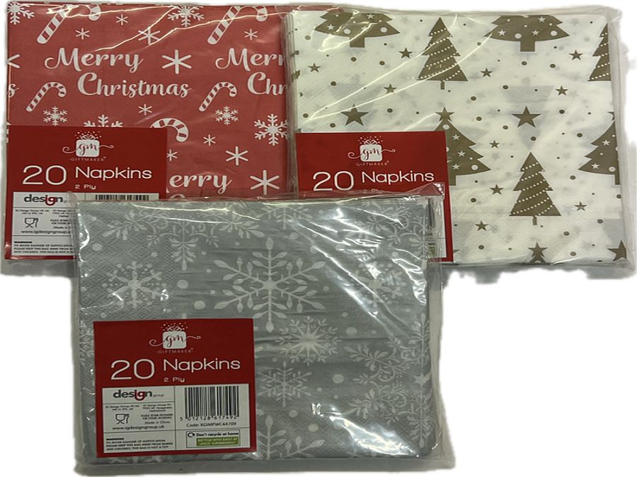 Pack 20, Christmas napkins - 3asstd.