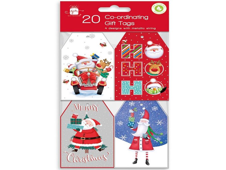 Pkt 20 Santa and Friends gift tags & string*