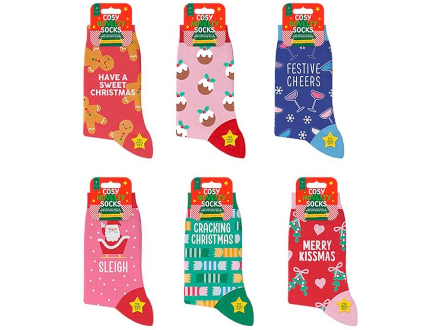 Ladies cosy novelty Christmas socks - 6asstd.