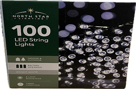 100 b/op led string lights - BRIGHT WHITE. 100 b/op led string lights - BRIGHT WHITE.