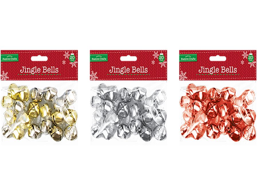 Pack 20, large jingle bells - 3/cols*