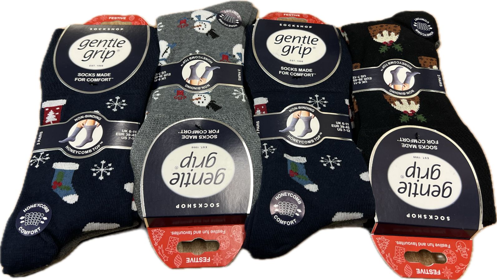 Mens Gentle Grip Christmas socks. (3pkt x4) Mens Gentle Grip Christmas socks. (3pkt x4)