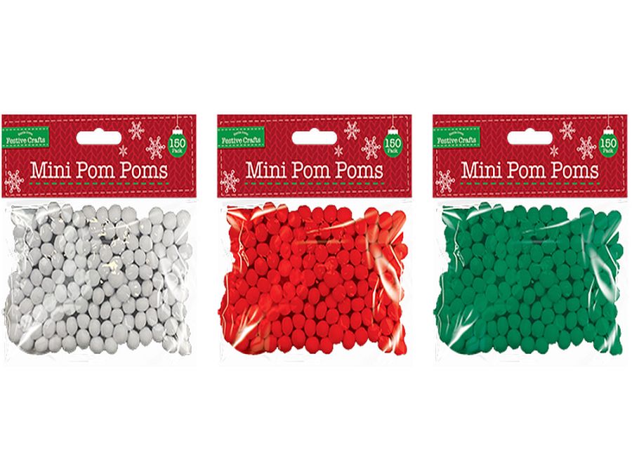 Pack 150, mini pom-poms - RED ONLY!!