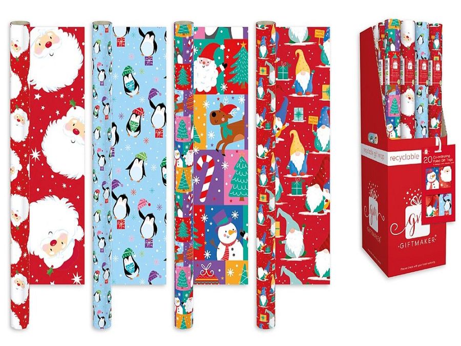 4m Santa Christmas gift wrap - 4asstd* 4m Santa Christmas gift wrap - 4asstd*