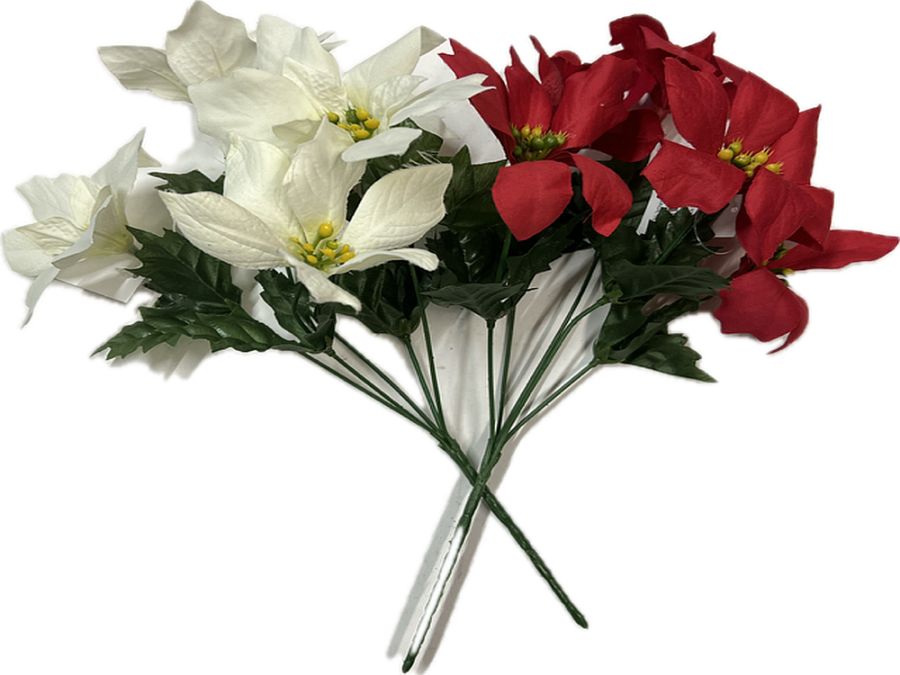 5-head poinsettia bush - 2/cols*