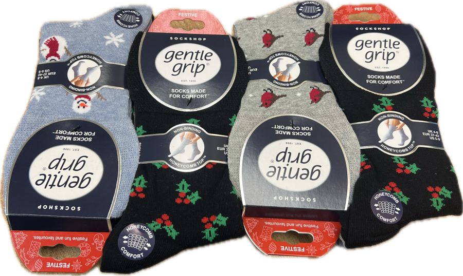 Ladies Gentle Grip Christmas socks.
(3pkt x4) Ladies Gentle Grip Christmas socks.
(3pkt x4)