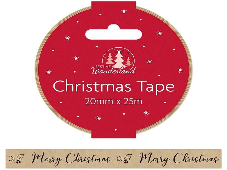 Kraft paper eco Merry Christmas tape  (20mm x 25m)