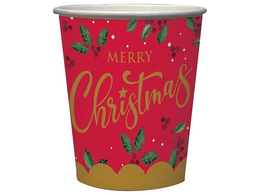 Pack 8, Merry Christmas paper cups.