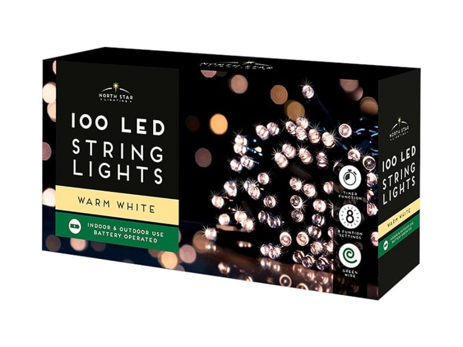 100 led b/op in/outdoor string lights - WARM WHITE