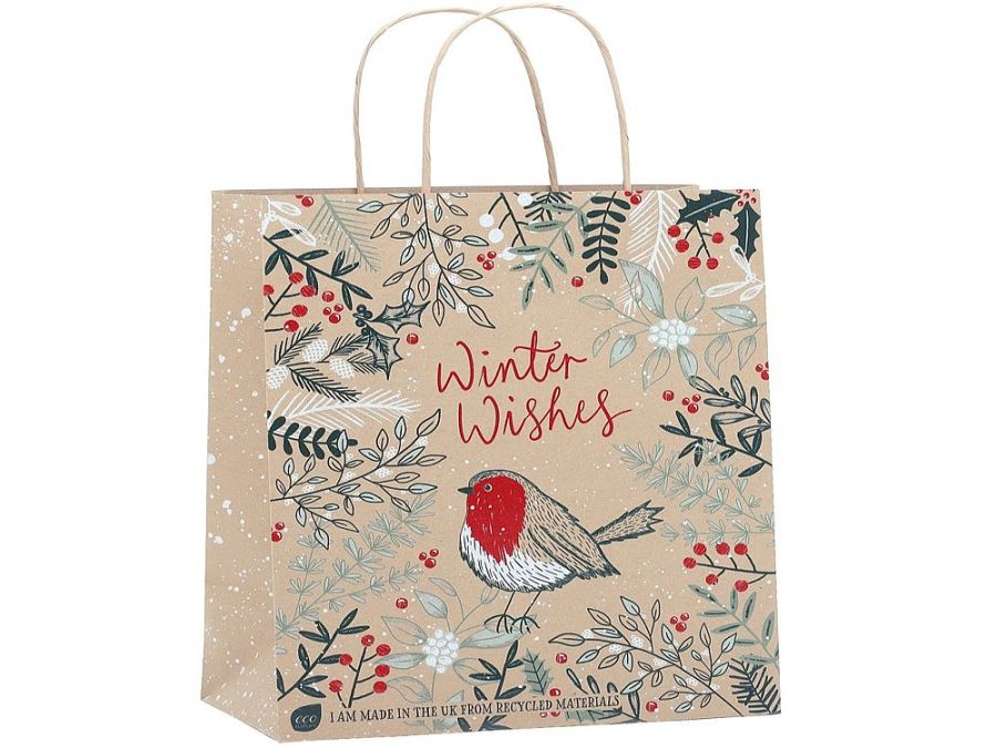 Christmas eco MEDIUM paper gift bag - ROBIN (27x22x11cm) Christmas eco MEDIUM paper gift bag - ROBIN (27x22x11cm)
