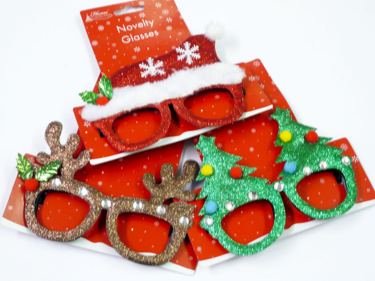 Novelty Christmas glasses - 3asstd.