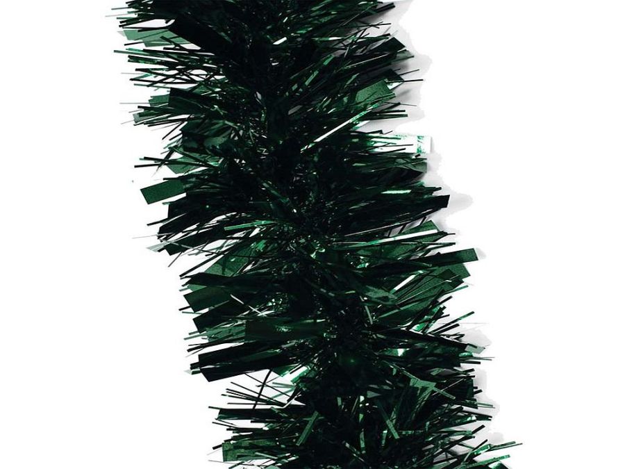 2m chunky Christmas tinsel - DARK GREEN