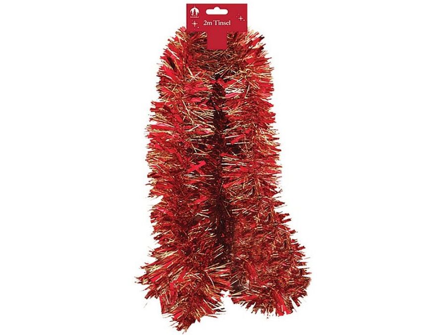 2m chunky Christmas tinsel - RED/GOLD